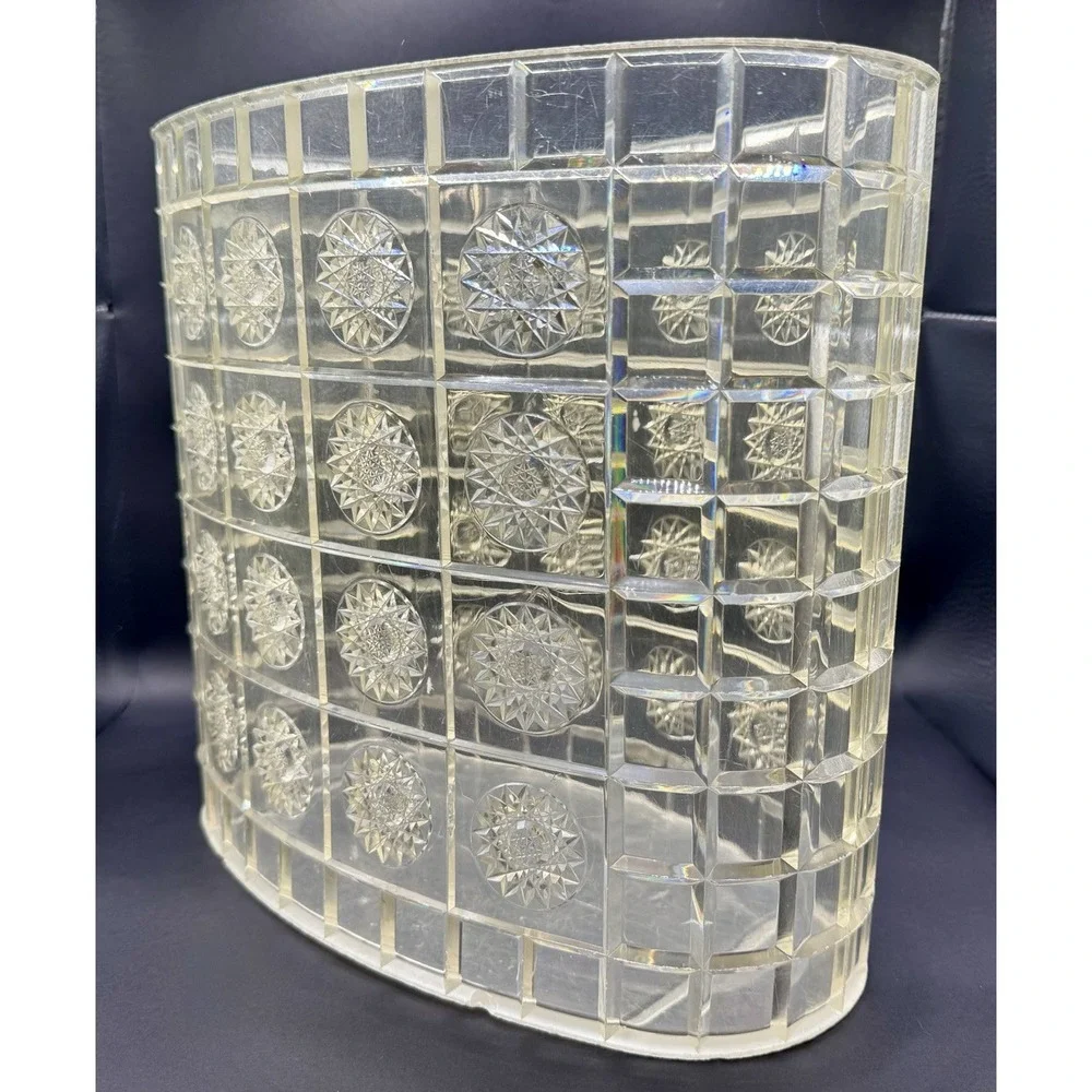 Vintage 1960S Acrylic Lucite Atomic Starburst MCM Clear Oval Trash Can Vanity
